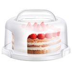 Ohuhu Cake Carrier, Cake Carrier with Handle, Portable Round Cake Container for 10 Inch Cake, Cake Box with Plastic Cover Two Sided Base for Transport Pies Nuts Fruit, Great Gift for Women