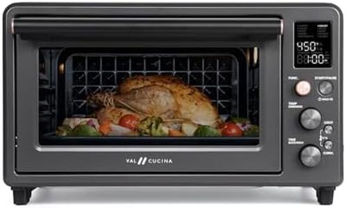 VAL CUCINA Non-Toxic Enamel Interior Air Fryer Toaster Oven Combo, 26.3 QT Countertop Convection Oven 10-in-1, Infrared Heating, Fits 12” Pizza & 6-Slice Toast, Easy Clean Enamel Baking Pan Included