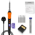 KERNOWO Soldering Irons Kit, 120W Soldering Kit 180℃-500℃ LCD Adjustable Temperature & Thermostatic Design, Soldering Gun Welding Kit with 5 Soldering Tips, Solder Wire, Stand