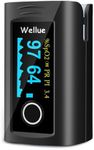 Wellue Fingertip Pulse Oximeter 60F, Blood Oxygen Saturation Monitor with Alarm, Batteries, Carry Bag & Lanyard for Wellness Use