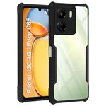 TheGiftKart Crystal Clear Back Cover Case for Mi Redmi 13C 4G / Poco C65 | 360 Degree Protection | Shock Proof Design | Transparent Back Cover Case for Redmi 13C / Poco C65 (PC & TPU, Black Bumper)