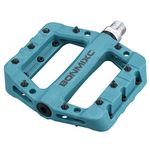 BONMIXC Bicycle Pedals Anti-Slip Large Platform BMX Pedals Nylon Fiber Mountain Bike Pedals 9/16 inch Thread Blue