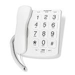 Packard Bell Big Button Corded Phone for Hearing and Visually impaired Telephone for Seniors, Includes Speed Dial, Big Buttons, Works in Power Outages, Extra Loud Ringer and Speaker, White