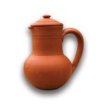 Village Decor Handmade Terracotta Preseasoned Clay Classic Water jug 1.5-2 Liter (Clay jug with lid)