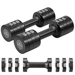 Navaris Adjustable Dumbbells Set - Exercise Hand Weights for Women & Men - Compact Free Weight Sets with Non-Slip Grip, Robust ABS Shell - Small Ladies Dumbbell - 1kg to 3.5kg each