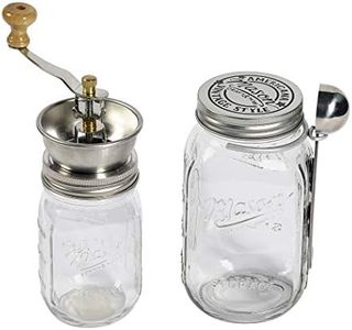 Mason Craft & More Glass Tableware Collection- Durable Stain Resistant Odor Resistant Vintage Design, 2 Piece Coffee Grinder Set