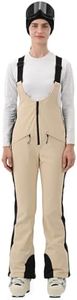 HIGH EXPERIENCE Womens Ski Bib Pants Slim Fit Soft Shell Snow Skinny Fitted Snowboard Insulated Waterproof Windproof Warm (Light Khaki, X-Small)