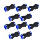 Othmro PU-14 Straight Push Connectors OD Plastic Straight Union Push to Connect Tube Fitting Push Fit Lock Blue OD 14mm 10pcs