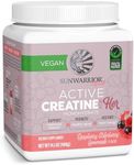 Sunwarrior Creatine for Women Monohydrate Powder Micronized Pre Workout Recovery Supplement Support Muscle Building Strength Training Cognition | Vegan and Easily Mixes 50 Servings, Raspberry Lemonade