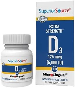 Superior Source Vitamin D3 5000 IU, Under The Tongue Quick Dissolve Sublingual Tablets, 100 Count, Promotes Strong Bones and Teeth, Immune Support, Non-GMO