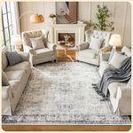 Istana 8x10 Rug – White Cream/Grey Area Rug - Foldable Boho Rugs for Living Room 8x10 - Stain Resistant Modern Area Rugs 8x10 - Living Room Area Rugs 8x10 - Eco-Friendly Boho Washable Rug