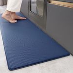 Color G Kitchen Mat 44 x 200 cm, Heavy Duty Anti Fatigue Standing Mat, Kitchen Rug Waterproof, Non-slip, Oil Resistant Leather Floor Mat for Standing Desk, Kitchen, Office (Blue)