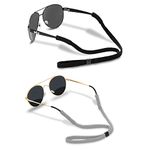 Glasses Strap (2 PCS) Sports Eyeglass Strap Adjustable Sunglasses Retainer for Men Women -2 Pack（Black, Grey）