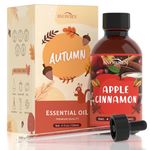 SNOWSEN Apple Cinnamon Essential Oil 4 Fl Oz, Undiluted Apple Cinnamon Oil with Glass Dropper for Diffuser, Humidifier,Home Care,House Cleaning,Spray,Soap Making,Candle Making,Yoga,Long Lasting Scents