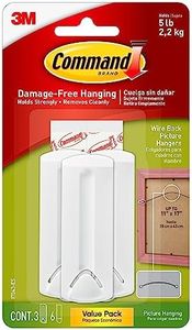 Command Wire Back Hangers, Holds up to 3 lb, 3 Hangers with 6 Command Strips, Damage Free Hanging Picture Hangers for Wire Back Frames up to 11" x 17", No Tools Frame Hanger for Living Spaces