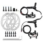 Ebike Hydraulic Disc Brake Set: HB-876E 4-Pistons Power-Off Electric Bike Brake Kit with 2-PIN Sensor Included 180mm Rotors and Mounting Adapter