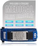 BRECK iD Personalized Medical Alert Bracelet for Women - Custom Engraved Emergency Medical ID Wristband - Diabetic, Autism, Seizure Alert, Life Alert - Nylon Sport Bracelet, Adjustable, Durable, Comfortable Large, 7-8+ inch