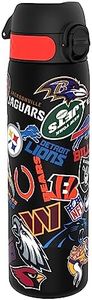 Ion8 Botella Agua, 500ml, a Prueba de Fugas, Fácil de Abrir, Cerradura Segura, Apta para Lavavajillas, Sin BPA, Asa de Transporte, Fácil de Limpiar, Neutro en Carbono, Diseño NFL Equipos Mixtos