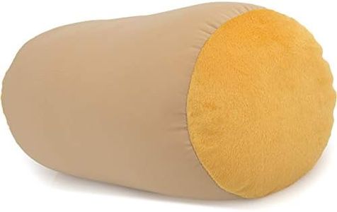 Microbead Bolster Neck Roll Pillow, Gently On Body, Head, Neck & Shoulders No Pain Rest, Relax Sleep - Silky Feel Prevent Wrinkles & Hair Breakage - Lightweight Cylinder, 14" x 8", Barely Beige