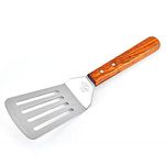 TASKHOUSE Metal Spatula for Cast Iron Skillet Stainless Steel Grill Spatula Slotted Spatula Cooking Utensil Turner Fish Spatula with Wood Handle Big Turner