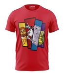 Print My Fashion Boys T-Shirt Lion Zebra Elephant Tortoise (Red_11-12 Years)