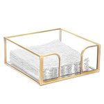 Sumnacon Napkin Holder,Square Glass Napkin Holder Table Gold Countertop Cocktail Napkin Holder,Stylish Napkin Holder for Kitchen Dining Table Counter,Decorative Napkin Basket for Picnic Wedding Party