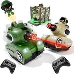 bessome 2 Pack RC Battle Tanks with Laser Tag & Infrared System|Hobby RC Cars Shoot to Ejected Out| Battle Tanks for 6 7 8 9 10 Year Old Boys Girls | Christmas Birthday Gifts for Toddler Kids