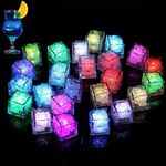 Light Up Ice Cubes, 12 Pack Multi Color Led Ice Cubes for Drinks with Changing Lights, IP67 Waterproof Reusable Glowing Flashing Ice Cube for Club Bar Party Wedding Decor