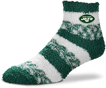 For Bare Feet NFL Cozy Soft Slipper Socks - Home Socks for Ultimate Comfort - Gameday Apparel - Luxuriously Plush and Cozy - Unisex (New York Jets - Green, Adult One Size)