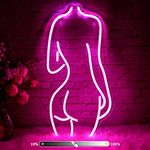 Pink Lady Back Neon Sign Big Dimmable Neon Signs for Man Cave Large Size 19.7x10.5 Inch, IMEGINA LED Girl Neon Lights for Bedroom Wall Decor for Pub Home Bar Party Hotel