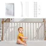 Yiomxhi Child Safety Net Mesh, Baby Balcony and Stairway Safety Net, 10FT x 3FT Banister Guard Heightened Adjustable Sturdy Stairway Railing Fence Mesh Protection Net for Kids and Toy, White