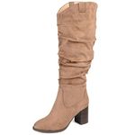 Journee Collection Womens Aneil Slouch Boot with Slouchy Vegan Suede and Inside Zip Closure, Taupe (Extra Wide Calf), 8