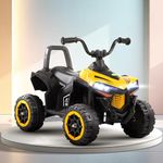 Baybee Monstro Baby Electric Bike for Kids | Rechargeable Balance Bikes with LED Lights, USB, Music & Backrest | Beach ATV Dirt Bikes, 6V Battery Operated Kids Bike for 2-5 Years Boys Girls (Yellow)
