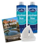 BioGuard Polysheen Blue Swimming Pool Water Clarifier 1 Quart with Scum Absorber and Pool Care Log Book