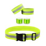 Reflective Running Gear High Visibility - 1 Reflecting Belt Waist 2 Refelctive Arm Bands 2 Reflector Strap Bracelet Safety Military 5pc Bundle TdActv