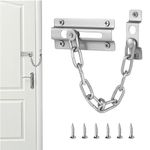 LIAMGUS Door Chain Internal Door Lock, nternal Door Restrictor, Door Guard Limiter Chrome Plated Slide, Door Safety Latch, for Hotel Home Living Motel Apartment Bedroom (Silver)