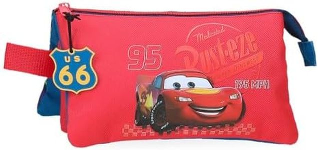 Disney Joumma Bags, Cars RD Trip, astuccio scolastico, astuccio infafntil, beauty case per bambini, realizzato in poliestere., rosso, Astuccio triplo