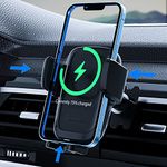 Wireless Car Charger, 【Auto-aligning coil】15W Qi Fast Wireless Charging Phone Mount for Car, Auto Clamping Air Vent Car Phone Holder for iPhone 14/13/12/11/X, Samsung S22/S20/S10/S9/Note20/10/9, etc