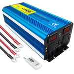 Cantonape Pure Sine Wave Power Inverter 4000W DC 12V to AC 240V converter with Wireless Remote, Dual UK Outlets & LCD display for RV Truck car home use