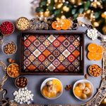 Angira Handicrafts Wooden Handmade U V Print Decorative Serving Tray, handicrafted Wooden Coffee Serving, Tea Serving (AHS-TRAY0022) (Standard, 1)