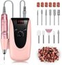 Madenia Professional Rechargeable 35000 rpm Nail Drill Machine, Portable Electric Nail File E file for Acrylic Gel Nails, Manicure Pedicure Polishing Tools with Display Screen, Pink