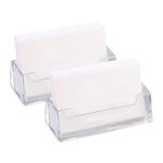 Dynozoom 2 pcs Business Card Holders,Desktop Clear Business Card Stand,Acrylic Card Display for Business Offices,Home,School Capacity 30-50 Cards(Clear)