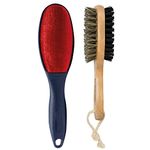 Korbond Lint Remover Garment Brush Set - Wooden Handled Coat and Suit Brush & Lint Removing Clothes Brush