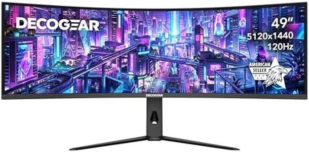 Deco Gear DGSKY49 49" Curved Ultrawide 32:9 R1000 Monitor | 5120×1440 Dual QHD | 120 Hz | USB-C 98 W PD | Adaptive Sync | HDR | KVM | PIP/PBP | DisplayPort 1.4 | HDMI 2.1 | Height Adjustable