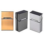 WSERE Set of 3 Men Cigarette Case Crushproof Scratch Resistant Cigarette Hard Case, Gold Silver Gray Storage Case for Cigarettes