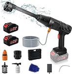 Portable Cordless Pressure Washer 652PSI - 15000mAh* 2 Rechargeable Battery,6-in-1 Nozzle Portable Power Washer Gun for Washing Cars/Home/Garden/Floor Cleaning/Outdoor Cleaning (2 Batteries)