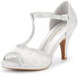 DREAM PAIRS Women's Amore Fashion Stilettos Kitten Heels Wedding Shoes for Bride Amore_2,Size 5,Silver,Amore_2