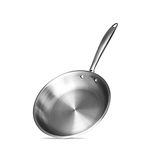 BERGNER Argent TriPly 22 cm Frypan/Steel Pan, Scratch Resistant, for Spice Tempering/Seasoning, Stay Cool Long Handle, Mirror Finish, Easy to Clean, Induction and Gas Stove Ready