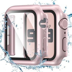Tensea for Waterproof Apple Watch Screen Protector Case 40mm SE 3/SE 2nd Generation/SE/Series 6/5/4 Accessories, iWatch Protective PC Face Cover with Tempered Glass Film for Women Men, 40 mm