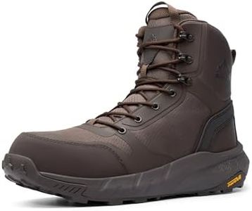 NORTIV 8 Men's Composite Toe Work Boots – 8'' Lightweight ASTM F2412-24 & ASTM F2913-24 Safety Boots with Side Zipper for Construction & Warehouse, Metrostrike-Nano,Size 13,Brown,NMUMIB2412